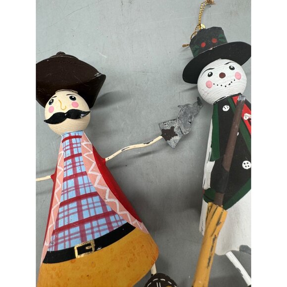Cowboy & Snowman Metal Christmas Ornaments Hand-Painted Rustic Holiday Set Of 2 - Picture 5 of 9